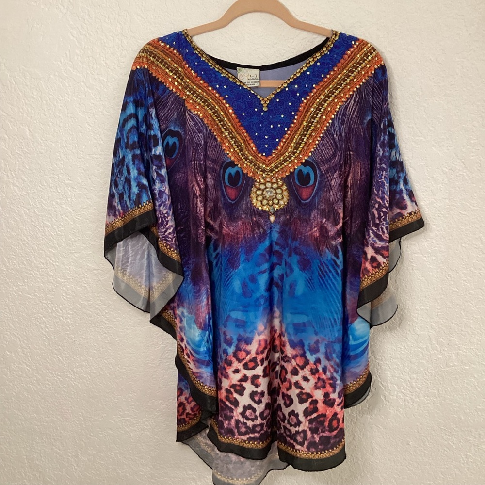 Beaded swimsuit cover up by cyn Cynthia mehra one size caftan